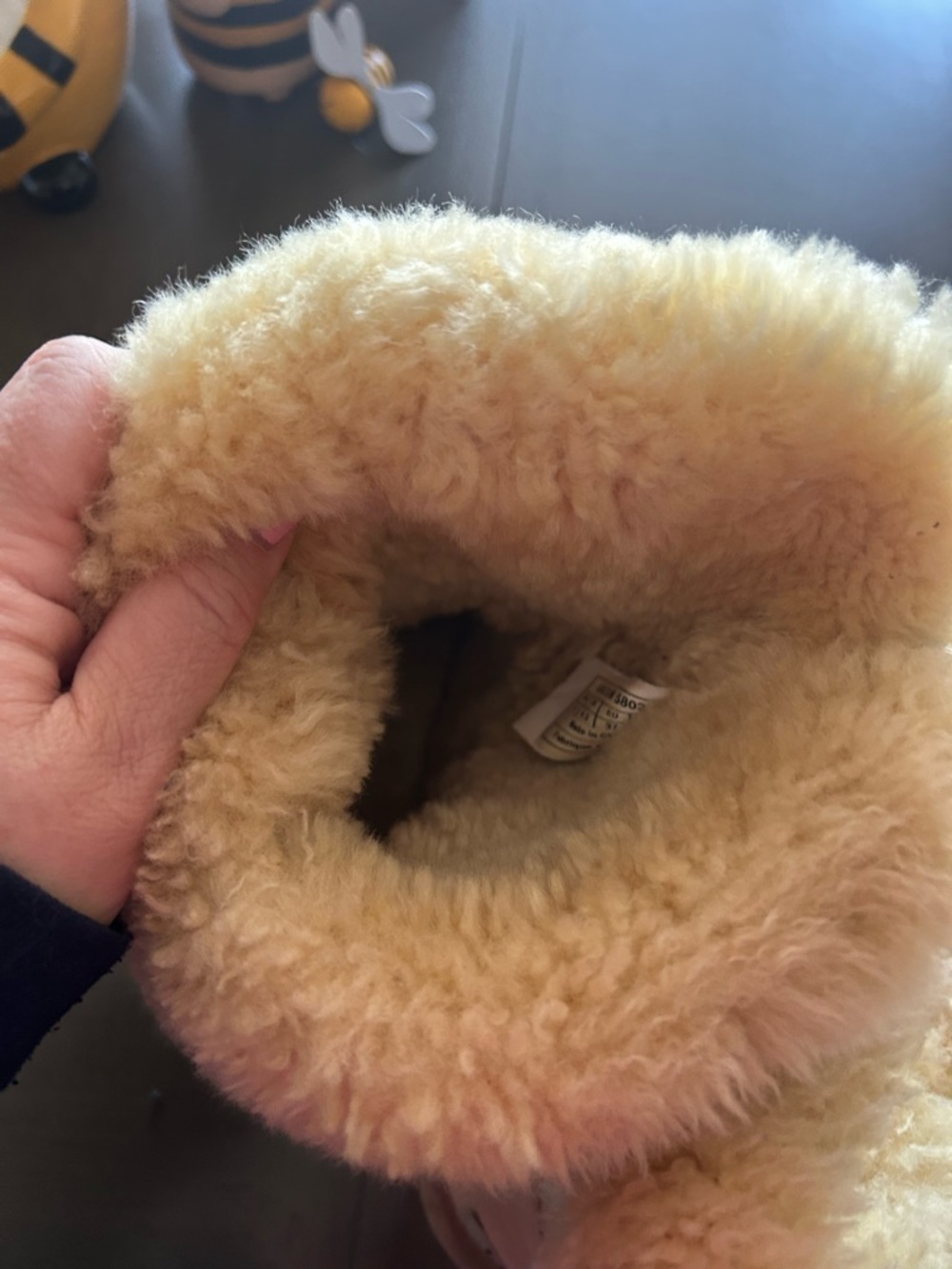 UGG Short Suede Slipper Boots in Tan with Shearling Cuff - Picture 4 of 8